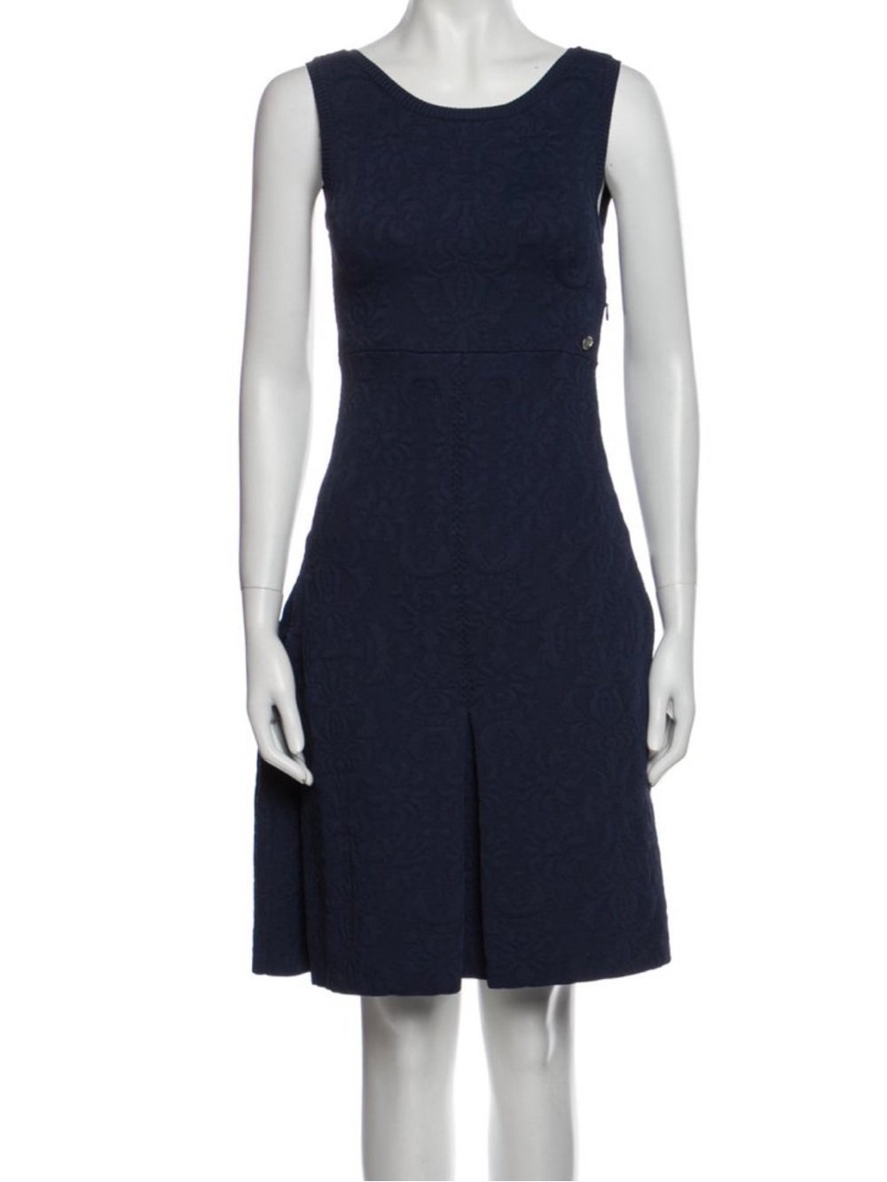 Chanel Sleeveless Navy Textured A-Line Dress size 36
